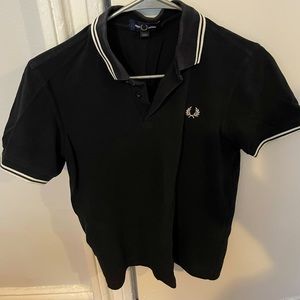 Mens Small Fred Perry Twin Tipped Polo Shirt.  Excellent Condition.  Black.